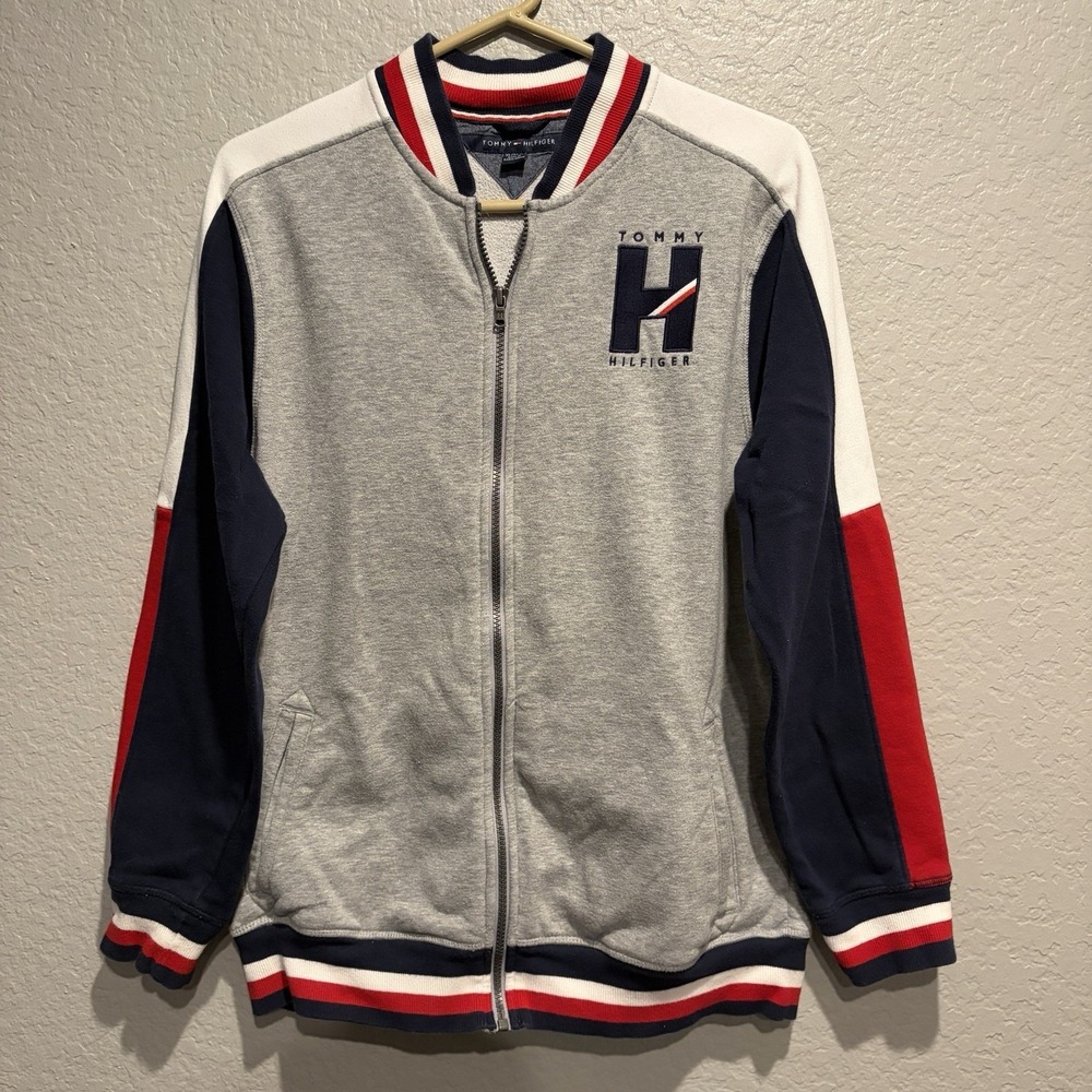 TOMMY HILFIGER Varsity H Style Sweater Youth XL (20) Full Zip Long Sleeve Jacket
